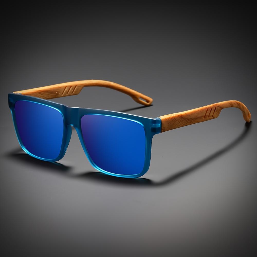 Retro Square Sunglasses Wood-Grain Temple Lightweight Spring Hinges UV400 Daily Casual Unisex Vintage Eyewear