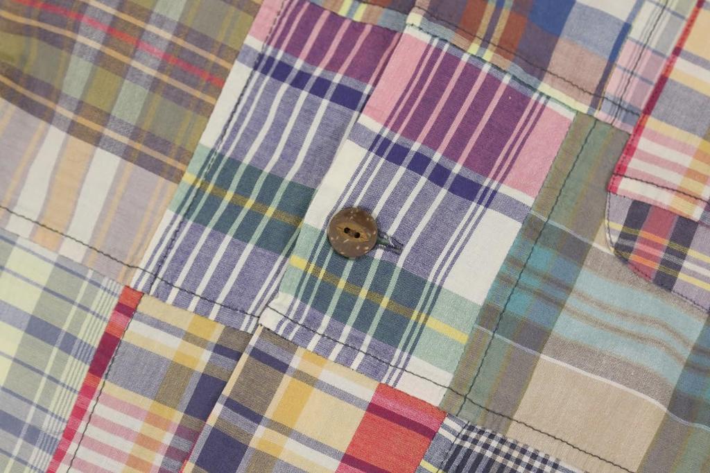 Polo Ralph Lauren Classic Fit Patchwork Madras Check Short Sleeve Size Multi Men's Open-Collar Shirt, XXL, 0104562, [Used]