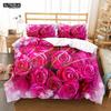 Roupa de Cama Estampada Flor de Amor 3D Conjuntos de Roupa de Cama de Poliéster Cobertores para Crianças Meninos Roupa de Cama para Adolescentes Conjunto de Roupa de Cama Tamanho King