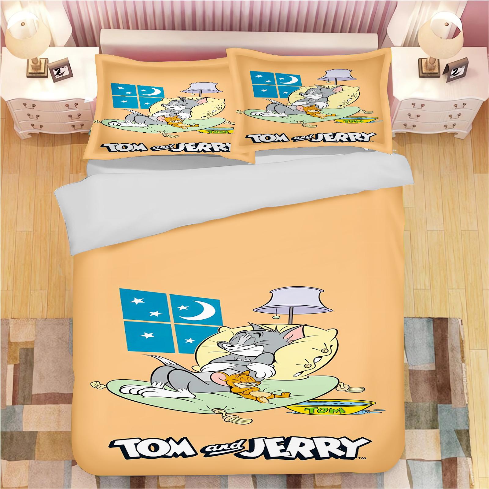 

Tom and Jerry Duvet Cover Set Comforter Bedding 3d Children S Bedding Set 3-Piece 1 Quilt Cover King Size EU SK(260*220cm)3pcs