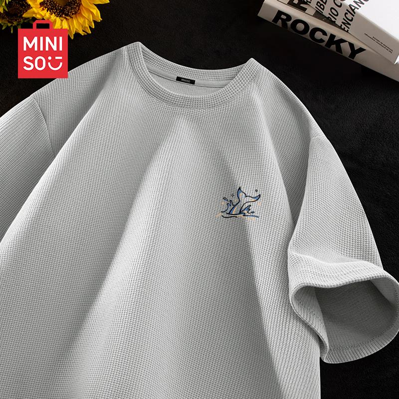 MINISO Men s Waffle Knit Crewneck T-Shirt XL