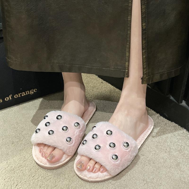 Fashion 2025 New Fluffy Casual Women's Slippers Luxury Designer Woman Shoes Autumn Winter Elegant Fashion Footwear Indoor Fur Slides
