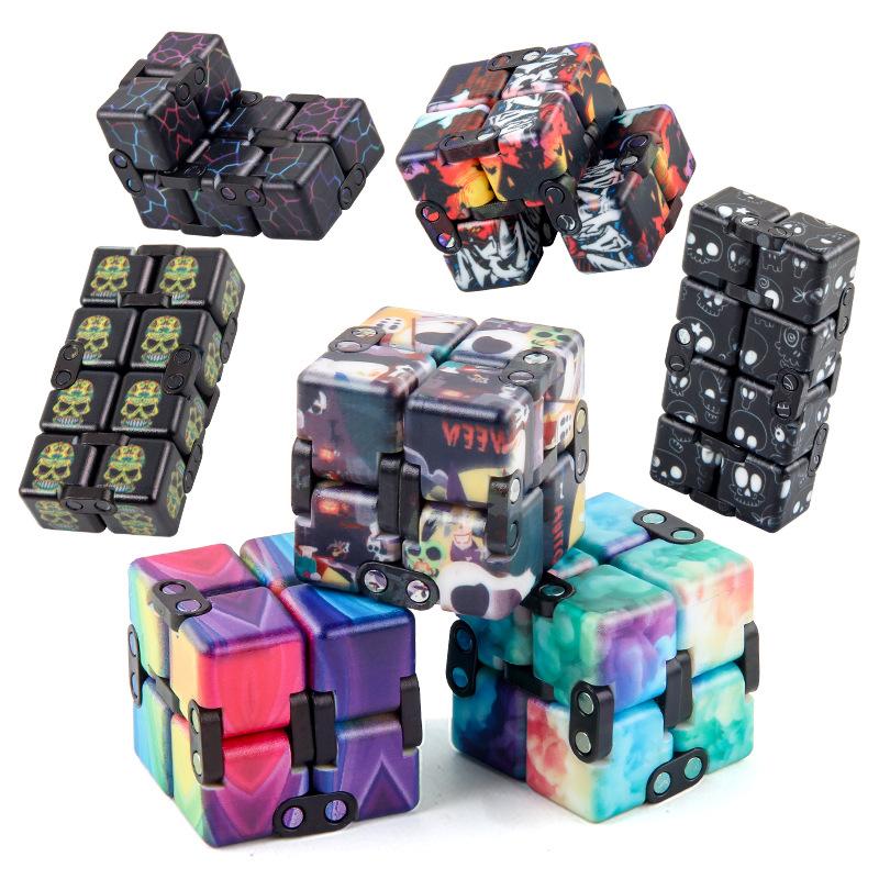 New Strange Decompression Toy Uv Print Camouflage Infinite Rubik'S Cube Halloween Folding Variety Flip Rubik'S Cube Fingertips Rubik'S Cube
