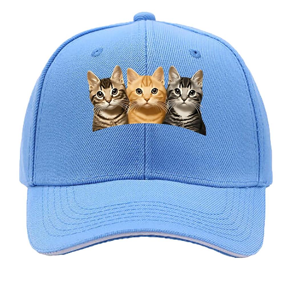 Fun ThreeCat Print Baseball Cap Outdoor Unisexs Casual Sports Bucket Hat Adjustable Vintage Baseball Sandwich Baseball Cap