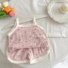 Baby Girl Summer Sweet Princess Floral Camisole And Shorts Set Cute Two Piece Outfit For Infants