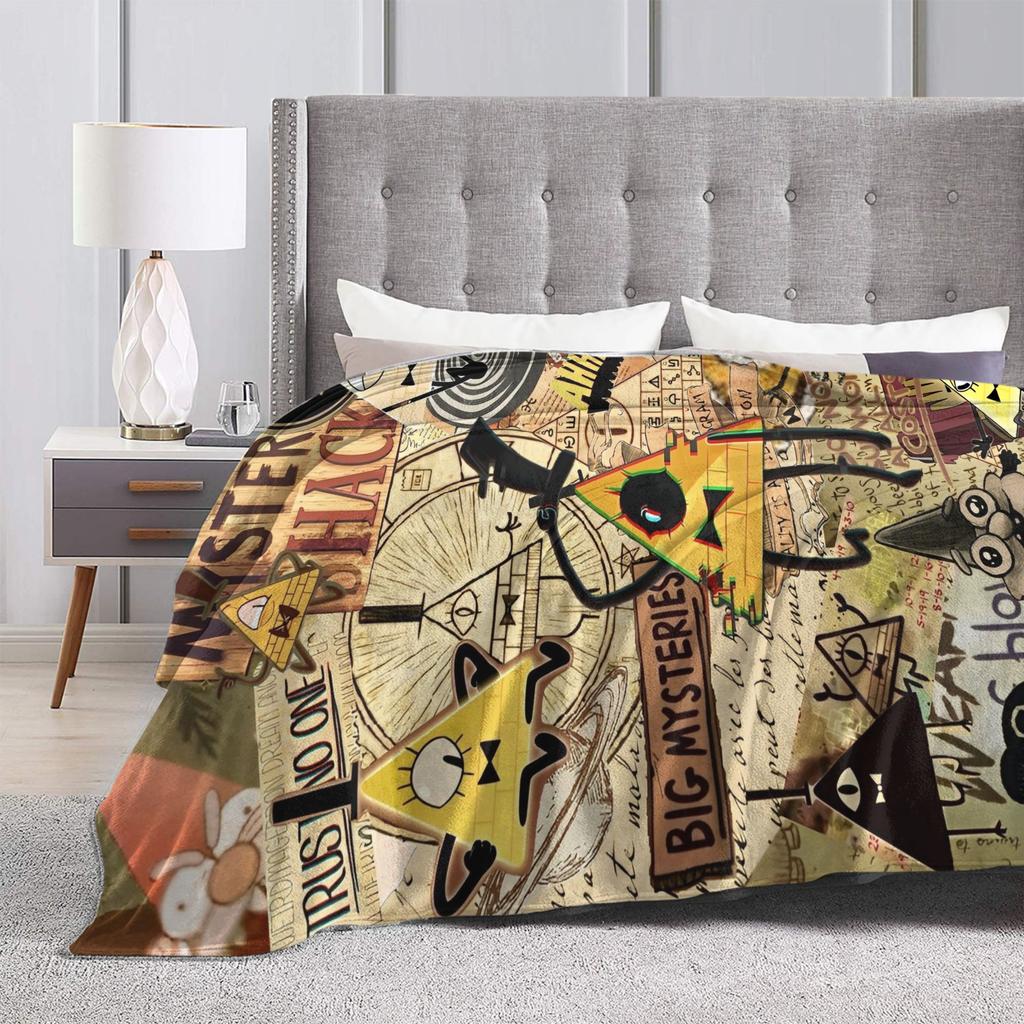 Gravitys Falls Fleece Throw Blanket Bill Cipher Mystery Blankets for Bedding Couch Lightweight Thin Plush Thin Quilt,