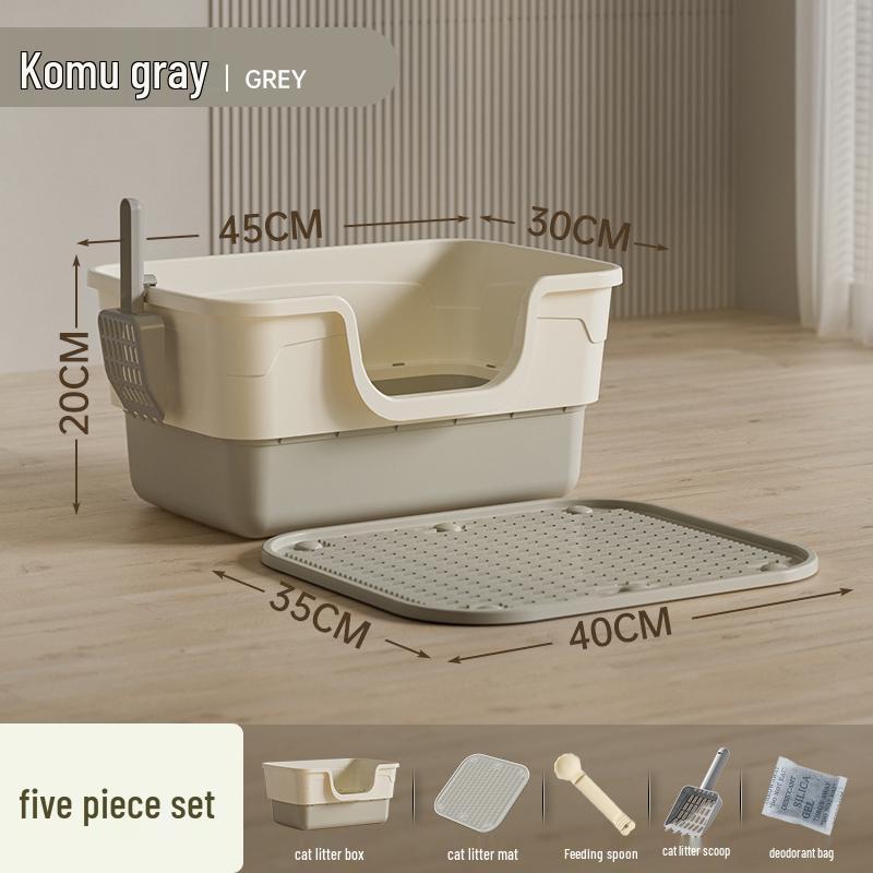 Giant Semi-Enclosed Anti-Splash Deodorizing Cat Litter Box with Mat