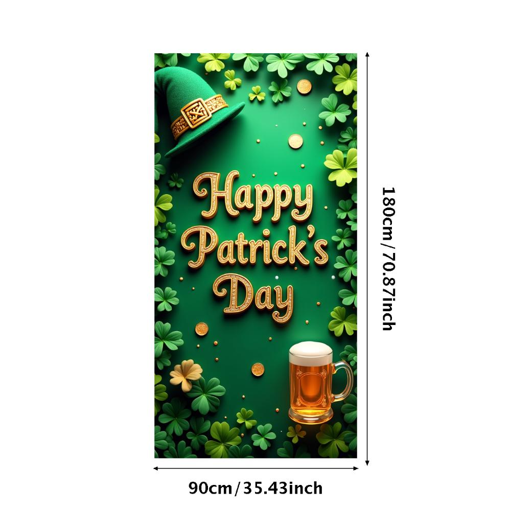 St Patricks Day Backdrop Banner With Beer Mug And Clover Party Event Decoration Photo Booth photography Background Props