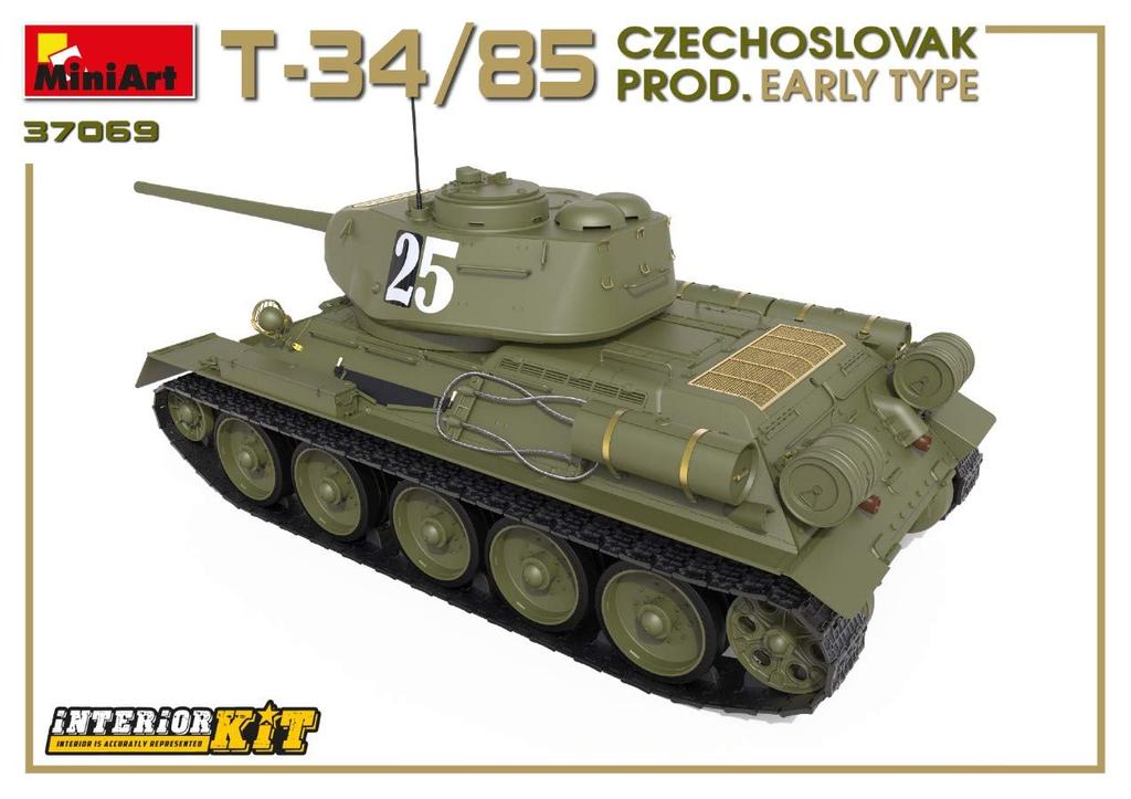 Miniart Scale Czechoslovakian Early Model Full Interior Plastic Model Kit MA37069 1/35 T-34/85