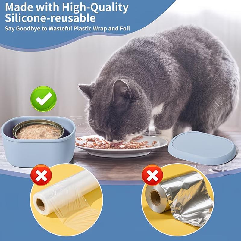 New 3oz Food-Grade Cat Food Can Container Reusable Silicone With Lid Airtight Can Cover Sealing Box Pet Food Storage Keeps Fresh