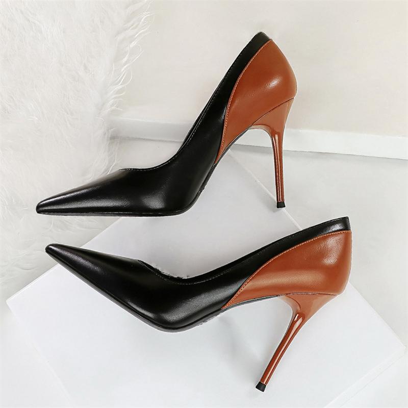 

Fashion 2025 Spring Autumn Pointed Toe Woman Pumps Thin Heels Fashion Party Ladies Shoes Zapatillas De Mujer 43 чёрный
