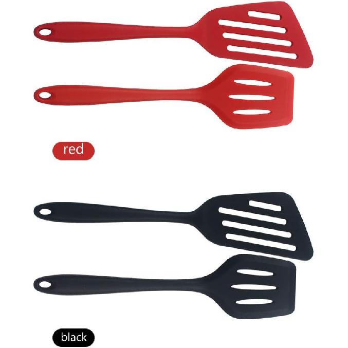 2 Pieces Silicone Slotted Spatulas Silicone Fish Turner Spatula Non-Stick Slotted Turner Heat Resistant Fish Spatula for Scrapping Flipping Frying