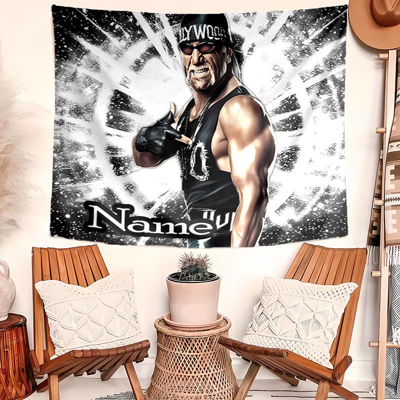 Personalized Hulk Hogan Background Tapestry,Custom Name Birthday Party,Multifunctional Wall Decoration for Home Decor,Various Occasions