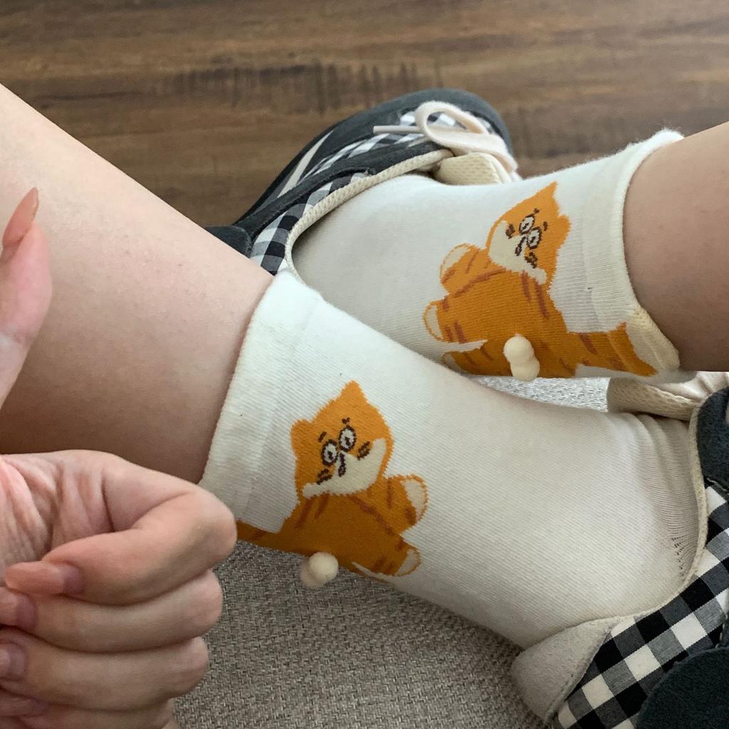 Cat Cartoon Tube Socks Summer Cute Non-Slip Breathable Women'S Socks