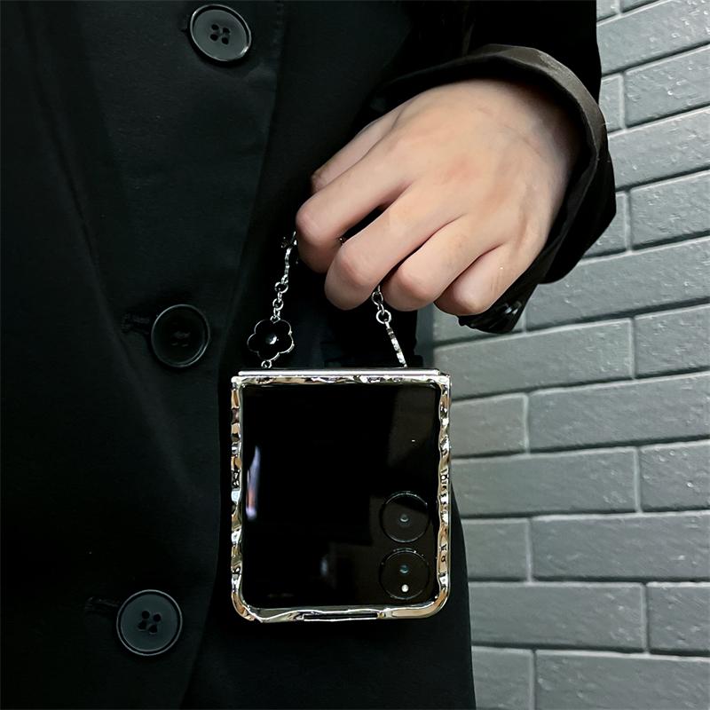 For Xiaomi Mix Flip Luxury Fashion Wrinkled Flower Love Chain Cases Phone Case Cover