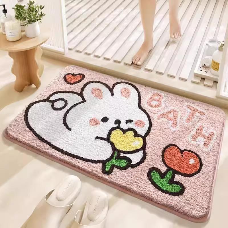 Floor Mat Bathroom Absorbent Toilet Door Step on Foot Mat Non-slip Mat Carpet Door Mat Foot Mat Bedroom Living Room Household