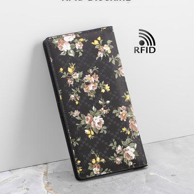 Vintage Flower Wallet for Women Flowers Printing PU Leather Women Wallet Long Ladies Clutch Coin Phone Purse