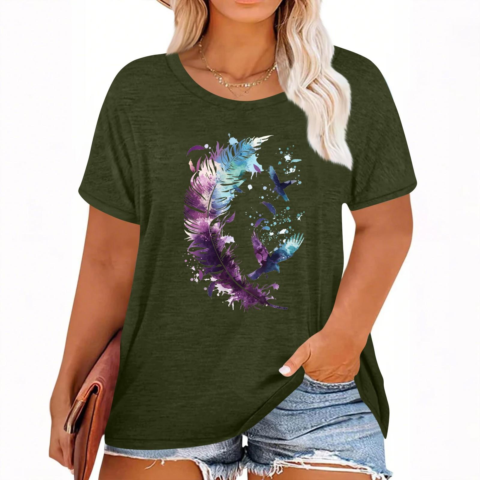 Women s Hawaiian Floral Print Short Sleeve T-Shirt Top XL