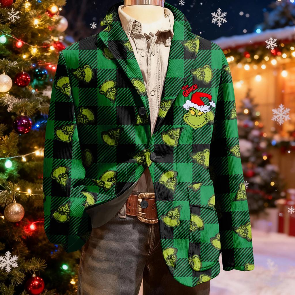 Pánské ošklivé vánoční manšestrové teplé kapsové sako kardigan pánský ležérní oblek