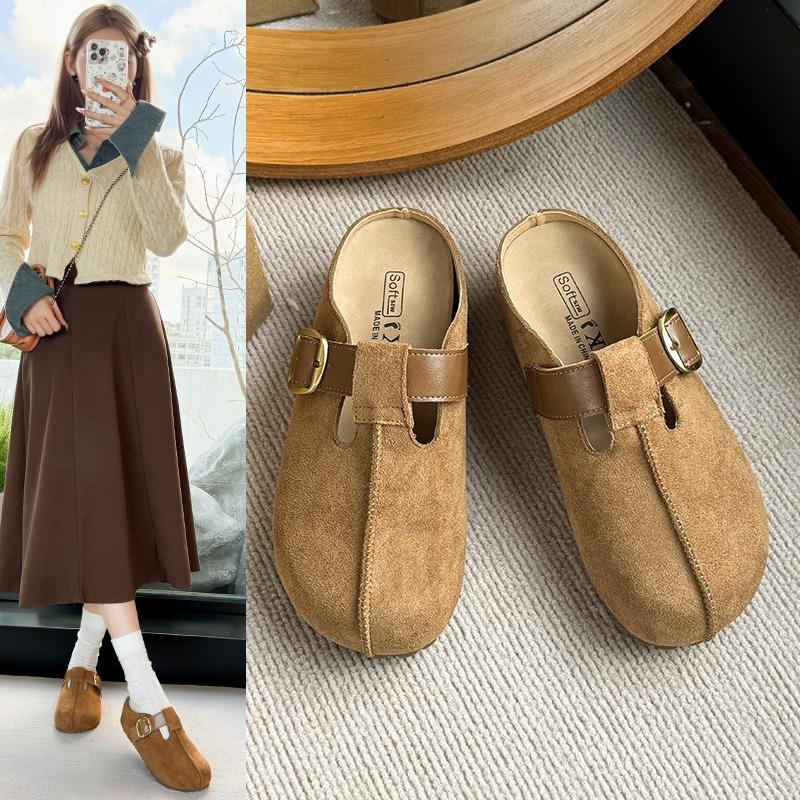 Inner heightening bag head half drag women's summer new retro outer wear Boken half tray shoes one pedal lazy sandals