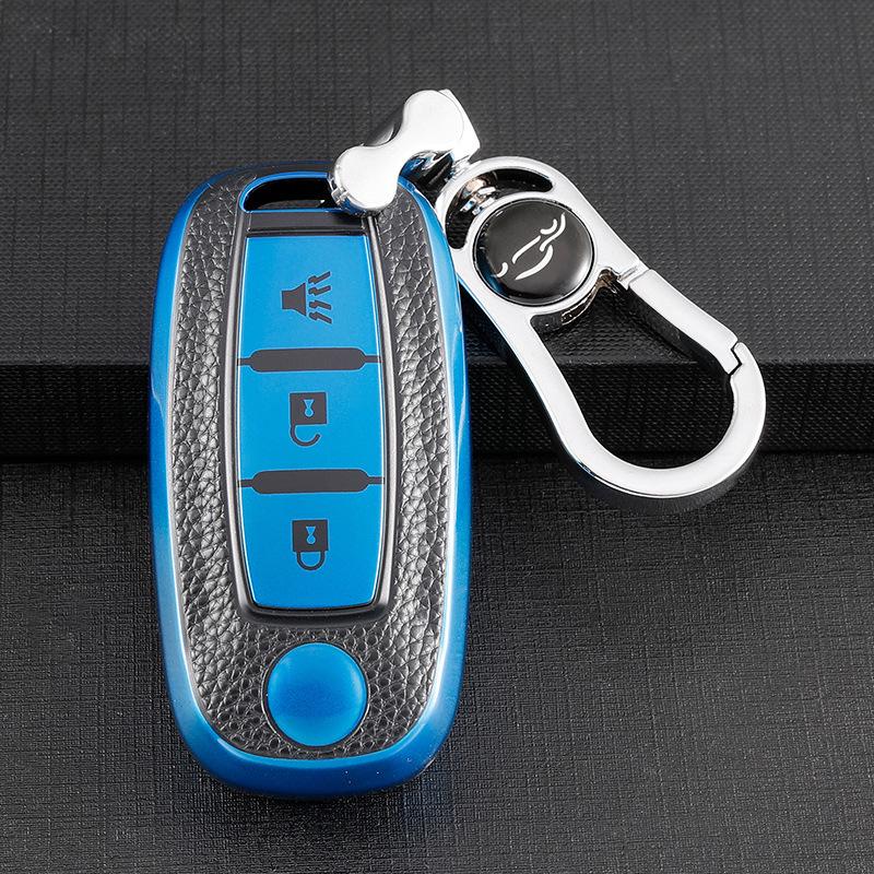 Leather Key Cover for Dongfeng Qichen D60, T90, T70 - All-Inclusive Key Shell with Buckle, Unisex Design.