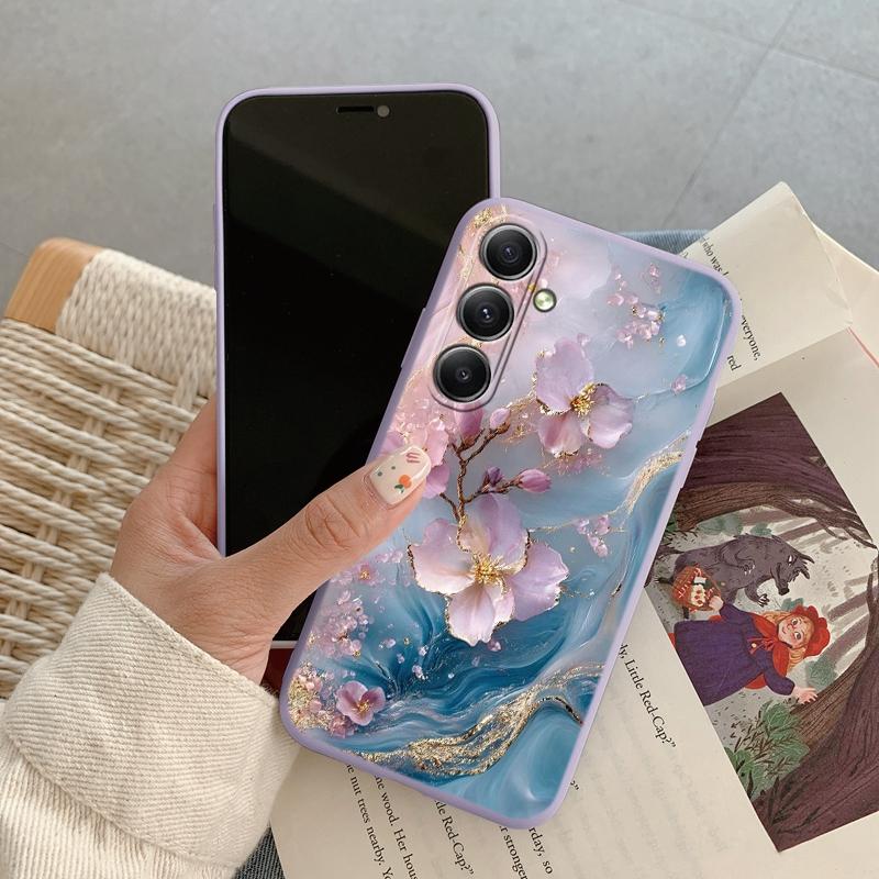 

Чехол из мраморного камня для iPhone Samsung A55 S24 FE S25 Xiaomi Redmi Note 13 Pro 14C Huawei Honor Realme, противоударный бампер для телефона, матовый чехол с защитой от царапин Samsung Galaxy A52 5G фиолетовый