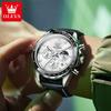 Luxury Quartz Watch for Men Chronograph Moon Phase Waterproof Multifunction Leather Men's Wristwatches
