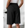 Summer Women's Pockets Casual Shorts Skirts Fashion Loose Shorts Casual Simple Solid Color Straight Leg Short Pants Vintage Simple Short Trousers