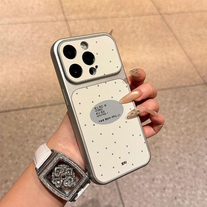 

English Polka Dot Leather Texture Soft Case for Apple iPhone 13-17 Pro Max Apple 17 - Integrated Camera Button
