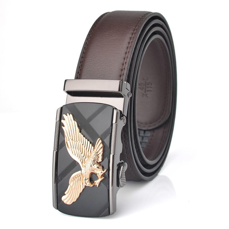 2024 Men's Genuine Leather Belt Eagle Style Automatic Buckle Belt Strap Adjustable Luxury Brand Belt Fashion Business Men's Belt