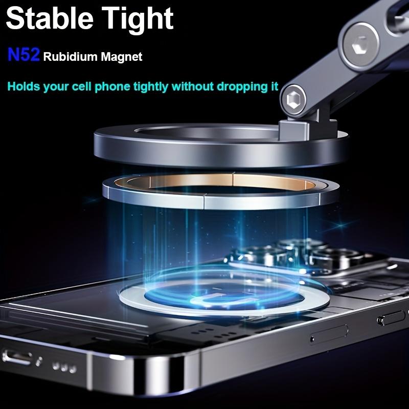 Suction Cup Phone Holder Car Vacuum Magnetic Mount 360° Metal Stand with Adjustable Directional Strong Magnetic Force Compact and Convenient Bracket
