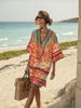 2026 summer European and American new loose printing V-neck women's casual vacation dress