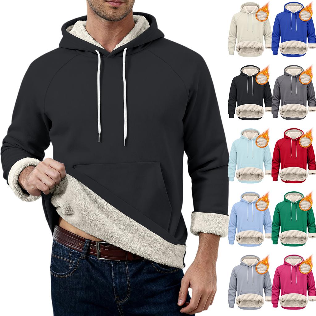 Men's Casual Long-Sleeve Fleece Hoodie With Pockets