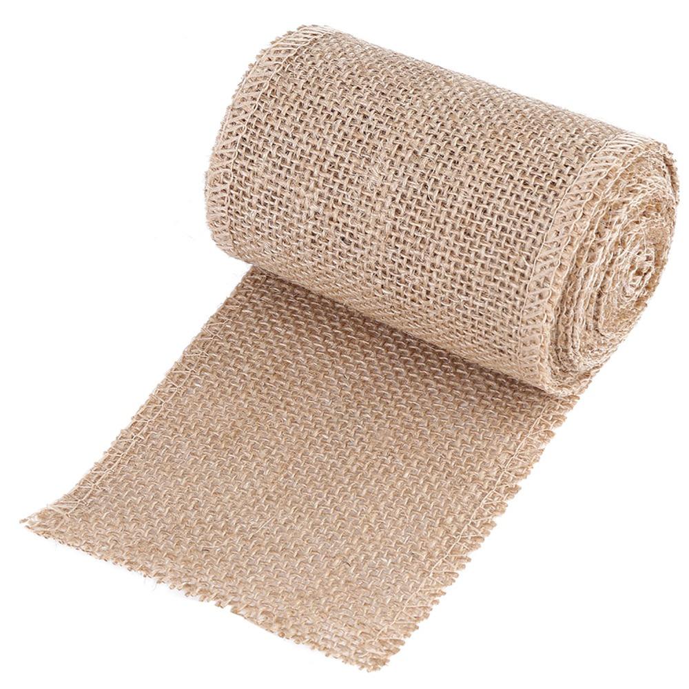 Webbing Yellow Burlap Roll Wired Edge 3Meter Hessian Roll Jute Roll Christmas Party