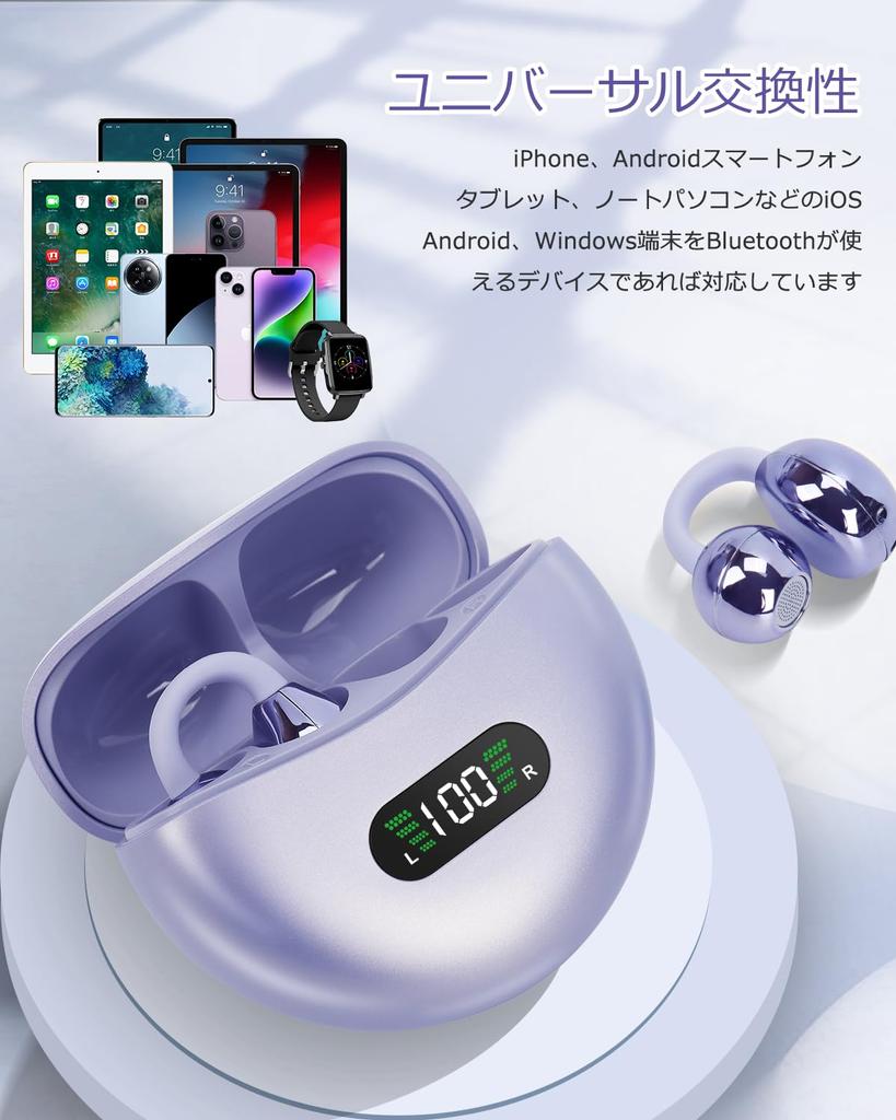 TeamSky 2024 Innovation Bone Conduction Bluetooth Ear Clip Open Ear LED Remaining Power Sound ENC Noise Fast Long Time Compatible with Wireless