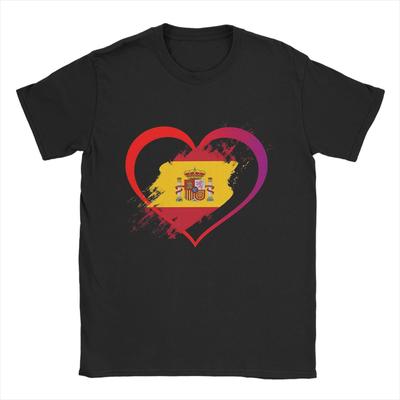 Oversized TShirt Beach I Love Spain Spanish Pride Spanish Flag Heart Cool T Shirts  100 Cotton Tee Shirt for Unisexs Clothing