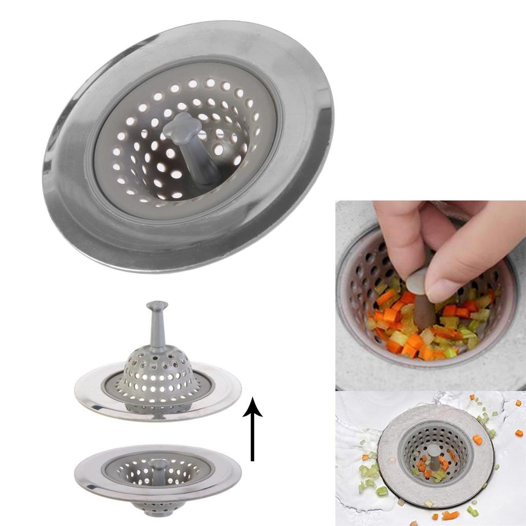 Sink Strainer Silicone/Stainless Steel Gray 11X11 Cm