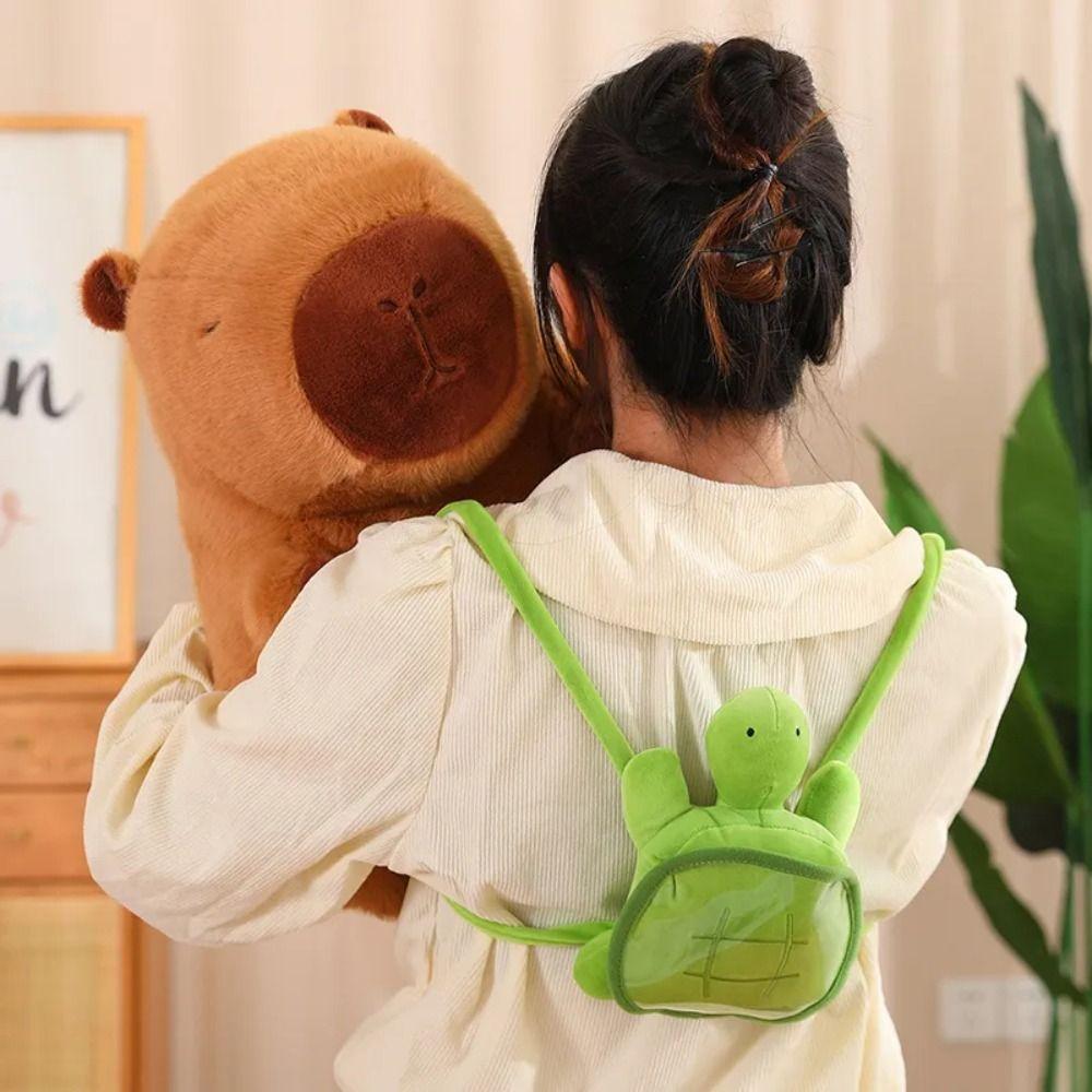 Simulation Capybara Plush Doll Capybara Animal With Turtle Backpack  Christmas Toy