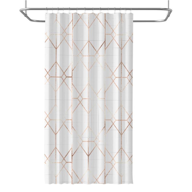 Creative Simple Digital Print Shower Curtain Waterproof Polyester Bathroom Curtain