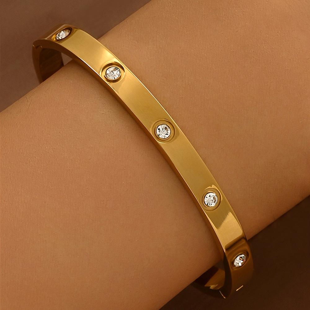 Elegantes Zirkonarmband - Weißer Titanstahl für Damen