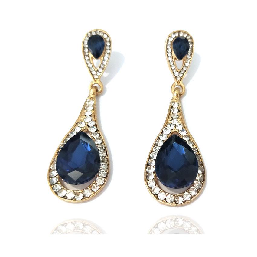 Exquisitos Pendientes Largos de Pedrería Azul – Versátil y Moderno Diseño de Gota de Agua para el Lujo Cotidiano