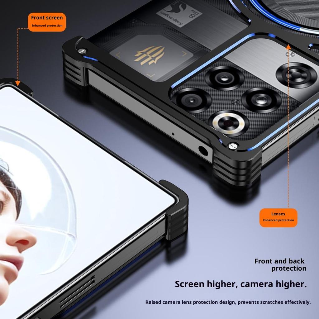 For ZTE Nubia RedMagic 11 Pro 5G/11 Pro+ 5G Bumper Magnetic Case Aluminium Alloy Metal Frameless Phone Cover