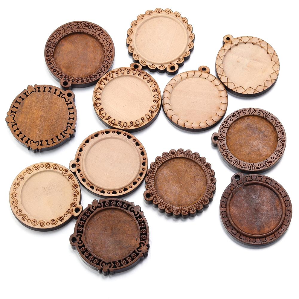 

5pcs/lot 25 30mm Vintage Style Blank Wooden Cabochon Base Settings Earring Base Tray For DIY Jewelry Making Earring Accessories 25mm