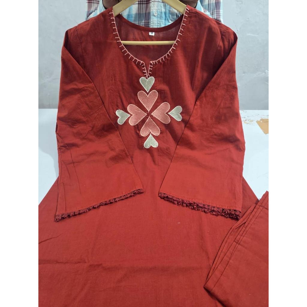 Pakistani Style Cotton Kurti Palazzo Set Indian Women's Ethnic Kurta Set Dress