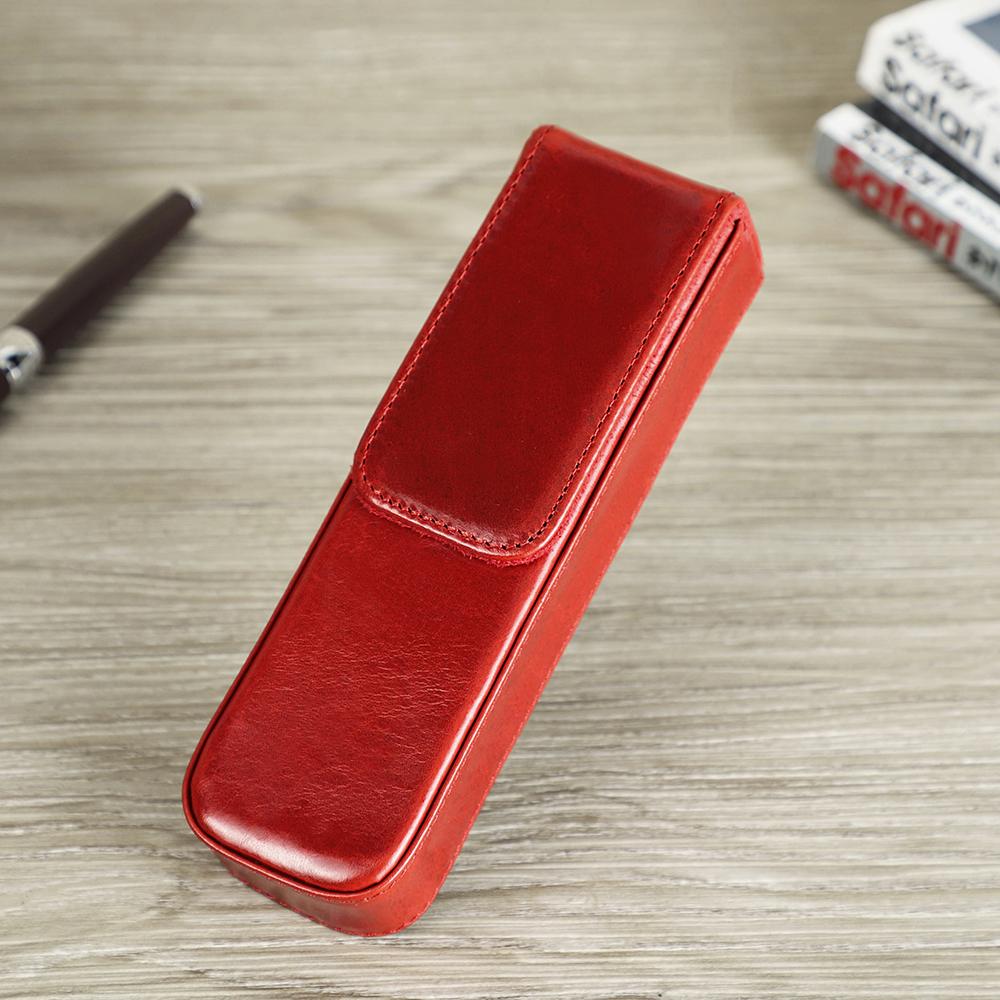 Luxuriöses Echtes Leder Füllfederhalter Etui Damen Herren 2 Fächer Stift Reise Aufbewahrungsbox Büro Schule College Stift Bleistift Schreibwaren