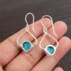 Blauer Kupfer-Türkis Edelstein 925 Sterlingsilber Designer Schmuck Ohrringe 1.80" EE-33-35