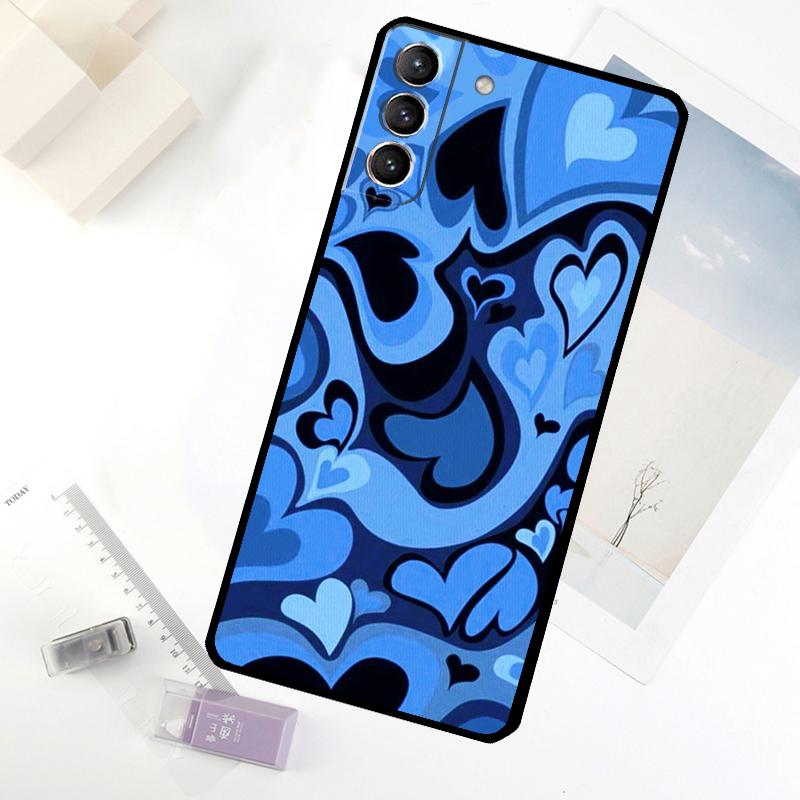 Brown Purple Hearts Swirl Pattern Phone Case For Samsung Galaxy S24 FE S23 Ultra S21 S22 S25 S26 Ultra S10 Plus S20 FE Cover