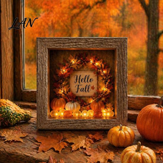 Small Halloween Figures Lighted Frame Ornaments, Light Up Shadow Box, Warm Festive Party Supplies Atmosphere LED Lights for Home Living Room