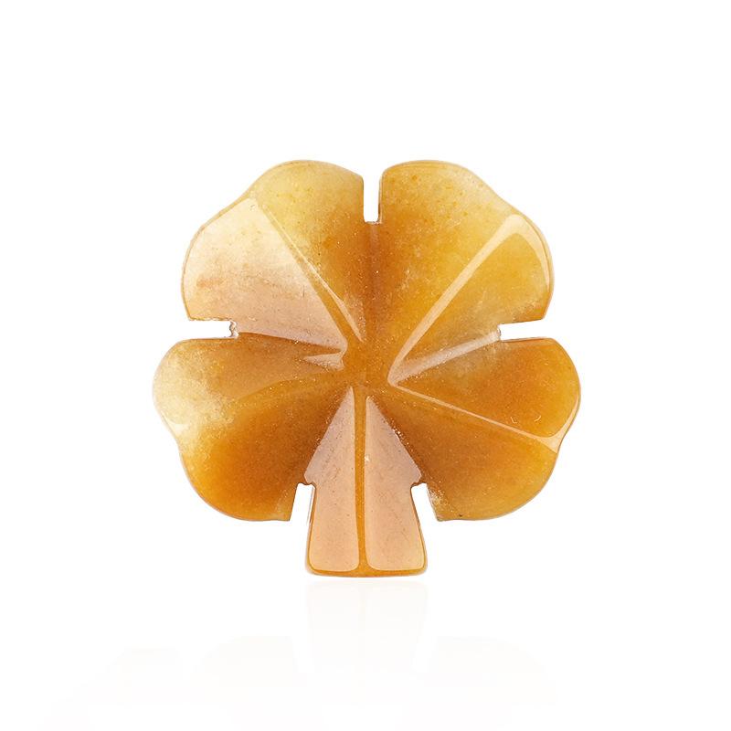 1pc Natural Stone Four Leaf Clover Carving Figurines Ornaments Reiki Stone Crafts Home Tabletop Decoration Gift