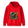 Kids Excavator Print Hoodie Sweatshirt, Cartoon Construction Vehicle Pullover for Boys Girls, Casual Long Sleeve Tops for Daily Wear